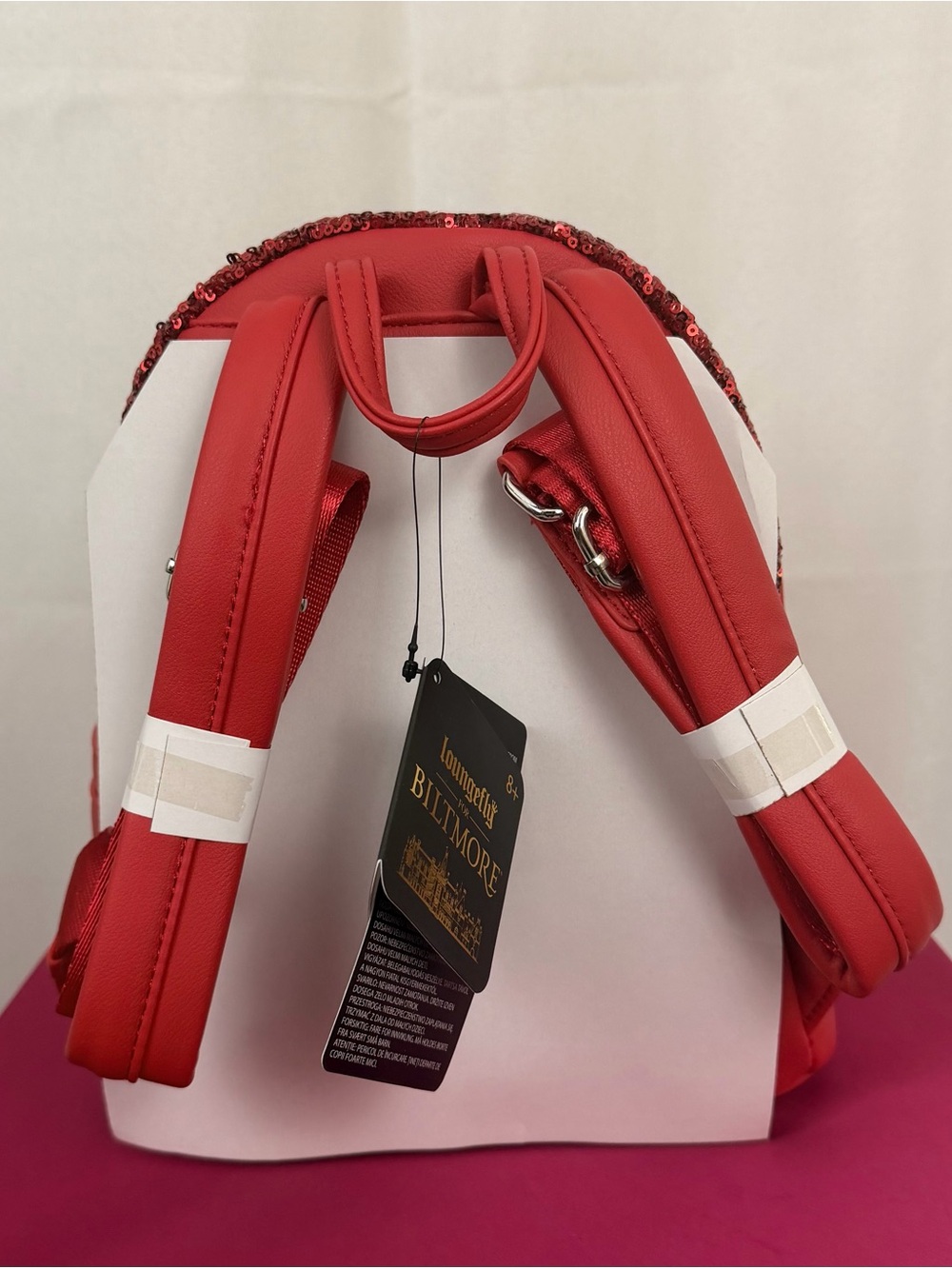 Stunning “Hard of Find” NWT Loungefly Red Sequin Biltmore Mini Backpack !!!! - Picture 7 of 10